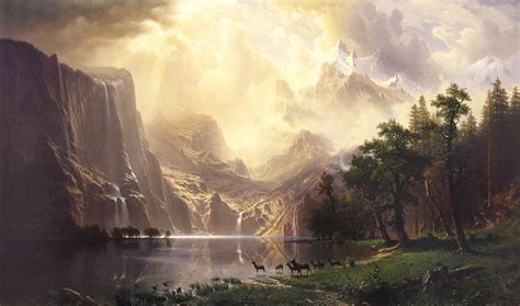 Albert Bierstadt-Among the Sierra Nevada Mountains | Peinture paysage ...