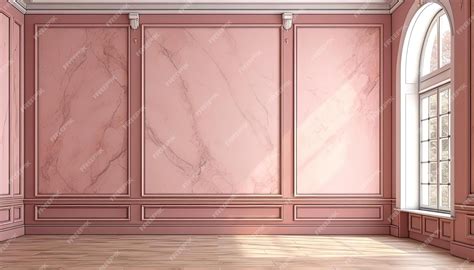 Premium Photo | A pink wall with a white marble top and a pink marble floor