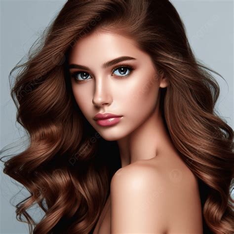 Beautiful Hairstyle Fashion Girl Background, Brunette Girl With Long And Shiny Wavy Hair, Hair ...
