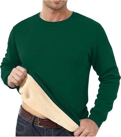 Fleece Lined Sweatshirt for Men Long Sleeve Warm Crewneck Sweatshirts ...