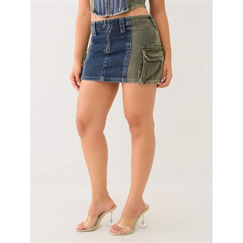 True Religion | Women's Colour Block Mini Denim Skirt | Med Wsh ...