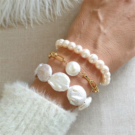 Gold Pearl Bracelet for Women With Freshwater Pearls, Natural Pearl ...