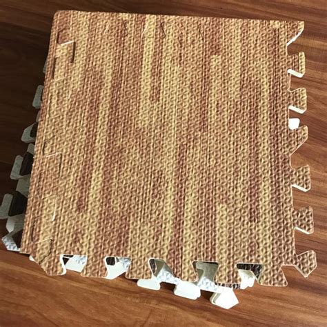9pcs/set EVA Puzzle Foam Mats Faux Wood Ground Mat Protective Flooring ...