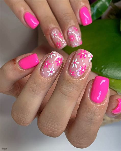Blooms Of Elegance: 33+ Hot Pink Nails With Flowers