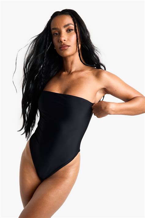 Swimwear | Petite Swimwear Essentials Bandeau Swimsuit | boohoo