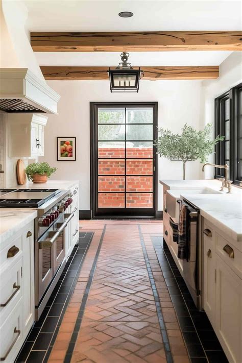 24 Brick Floor Kitchen Ideas for a Home With Timeless Style