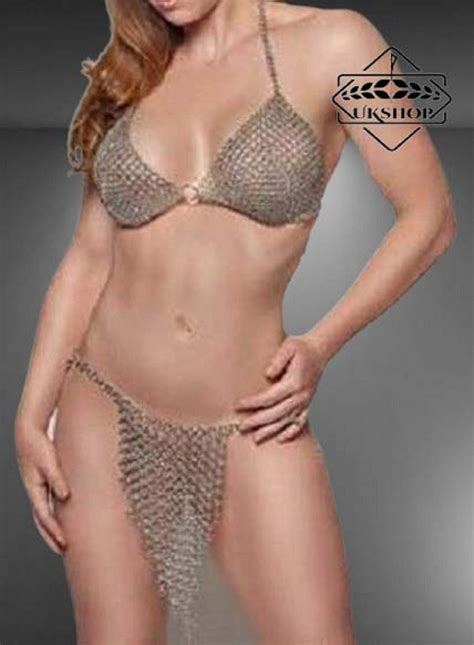 Chainmail Sexy Bra, Chainmail Bikini Top, Handmade gift - uketsyshop.com
