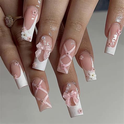 IMSOHOT Valentine's Day Press on Nails Square Medium Fake Nails Pink ...