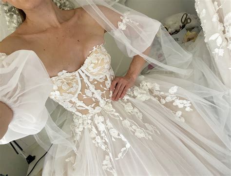 Lace Puff Sleeve Wedding Dress