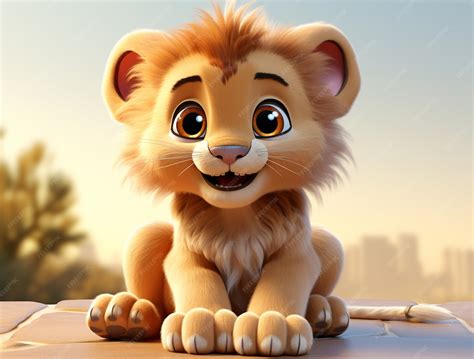 Free Photo | View of 3d adorable cartoon animated lion cub