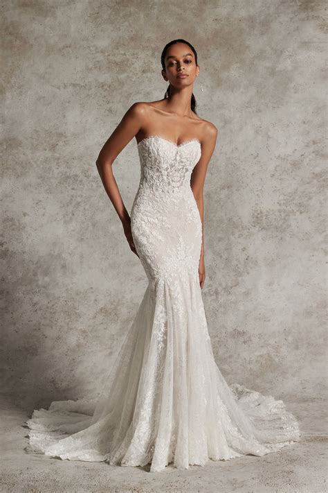 YAREN: Chantilly Lace Fit and Flare Wedding Gown with Sheer Bodice | Justin Alexander Signature
