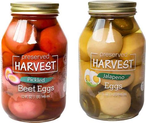 Preserved Harvest Pickled Eggs, Jalapeno & Beet, 32 oz. Quart Jars, 2 ...