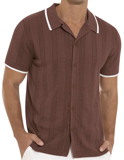 Iceglad Men's Casual Button Down Shirt Short Sleeve Vintage Clothes ...