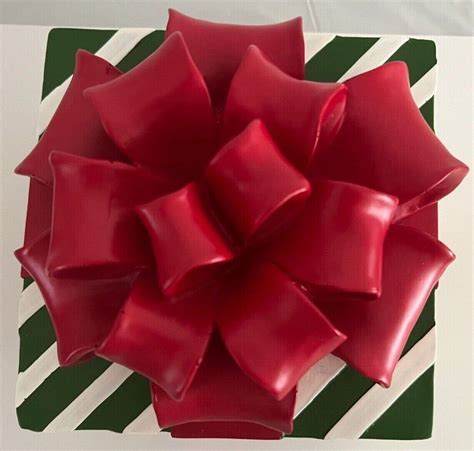 GRANDIN ROAD CHRISTMAS STRIPE GIFT BOX IN RED, WHITE, GREEN | #4594068440