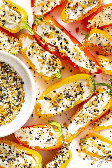 Stuffed Mini Peppers (3 Ingredients, 10 Min!) - Wholesome Yum