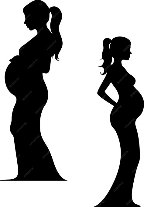 Premium Vector | Two silhouettes of pregnant woman side view vector illustration isolated on ...