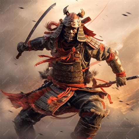 A fantasy samurai warrior in battle pose japanese samurai generative aixa | Premium AI-generated ...