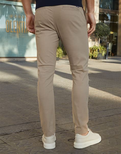 Threadbare Men's Dark Stone Slim Fit Chino Trousers