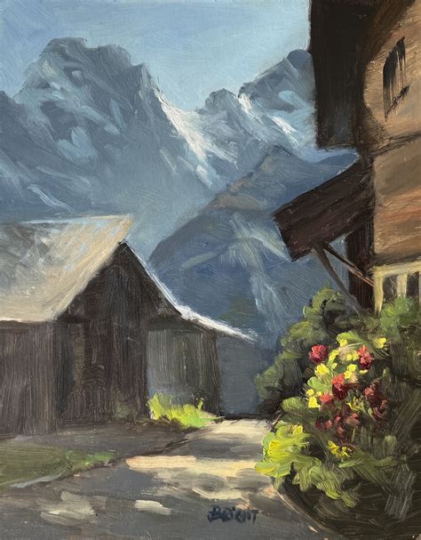 Alpine Hideaway by Julia Bright (N.D) : Painting Oil on Wood - Singulart