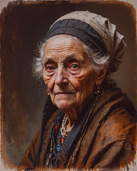 A Rembrandt sketch old woman - Free AI Photo Generator - starryai