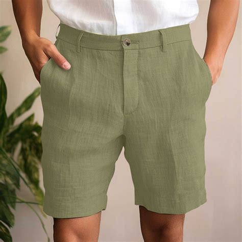 Budget-Friendly! Luxalzxs Mens Bermuda Shorts Imitation Linen Flat ...