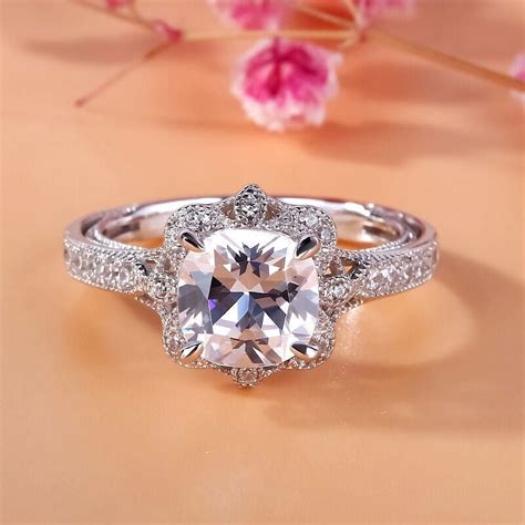 Eclet Jewels Excellent 1.5 Ct Cushion Cut Lab Created Simulated Diamond ...