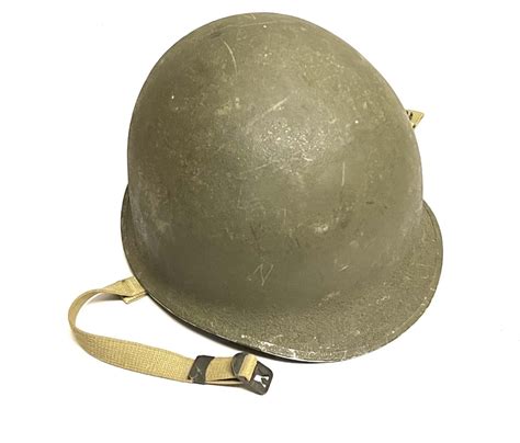 WW2 US Front Seam Fixed Bail M1 Helmet Original Paint Exc - Enemy Militaria