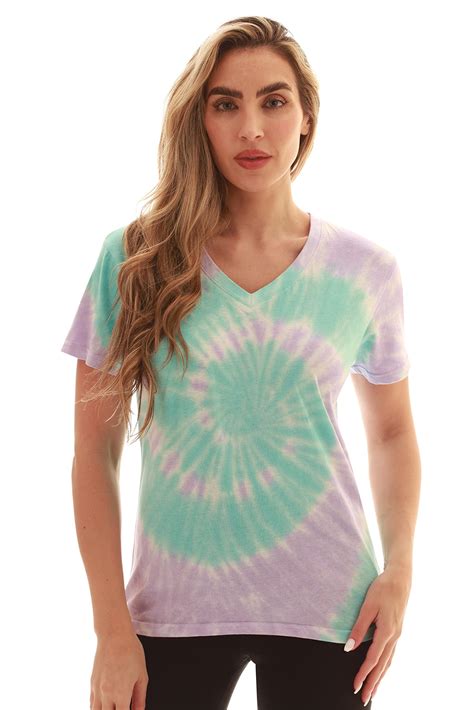 Just Love Loop Terry Tie Dye T-shirt for Women (Tie Dye Aqua Lilac ...