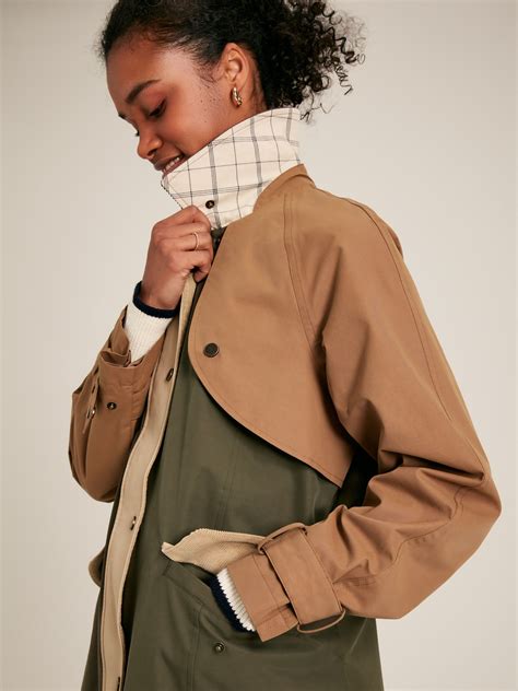 Kennington Brown & Khaki Waterproof Trench Coat | Joules
