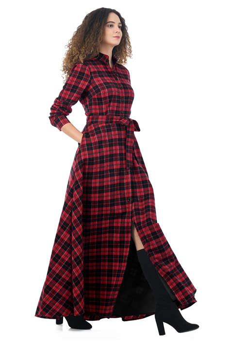 Our cotton plaid flannel shirtdress, borrowed-from-the-boys, is capped ...