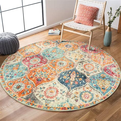 Amazon.com: Lahome Moroccan Trellis Round Area Rugs, Washable Small ...