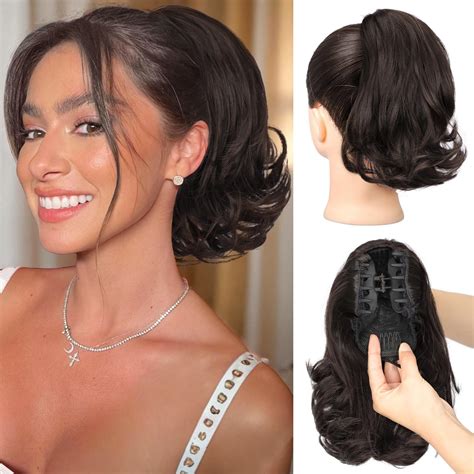 Amazon.com : MONIXI Ponytail Extension, 10" Short Claw Clip on Pony ...
