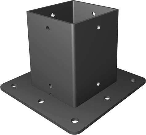 Steel Post Base 4"x4" Mailbox Thick Base Plate Black Powder-Coated ...