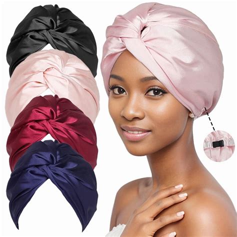 Adjustable Sleeping Cap for Women, Silk Twisted Bonnet for Hair ...
