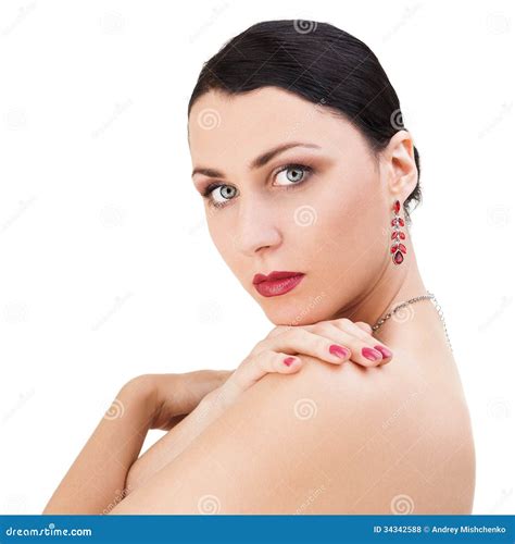 Beautiful Brunette Woman Looking Over Her Shoulder Stock Photo - Image ...