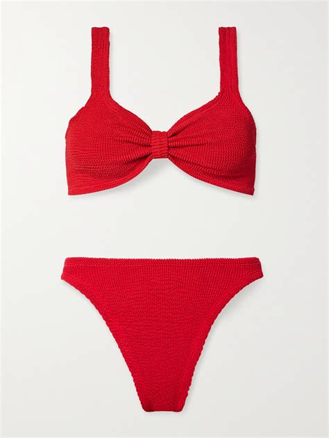 Hunza G Bonnie Seersucker Bikini In Red | ModeSens