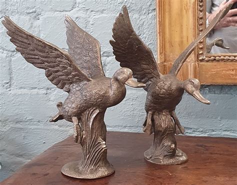 A pair of French Spelter Ducks