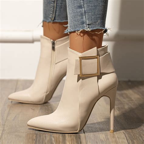 Pointy toe high heel ankle boots side zipper stilettos booties – Artofit