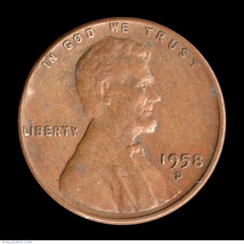 Lincoln Cent 1958 D, Cent, Lincoln Wheat (1909-1958) - United States of ...
