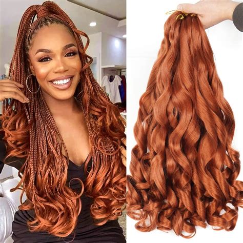 Amazon.com : WIPPORYA Ginger French Curl Braiding Hair 24 Inch Soft ...