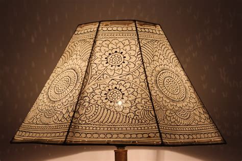Large Floor Lamp Shade in Vintage Style | Plain Hand Painted Leather ...