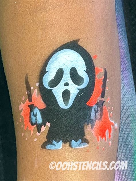 T39 Ghost Face Tattoo Stencil - Ooh! Body Art Stencils
