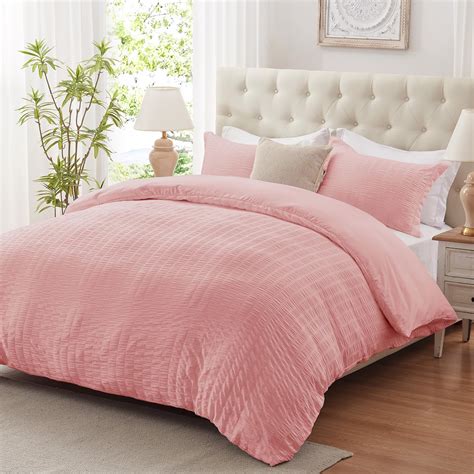 Amazon.com: cozyide Pink Duvet Cover Queen Size, 3 Pieces Bedding Duvet ...