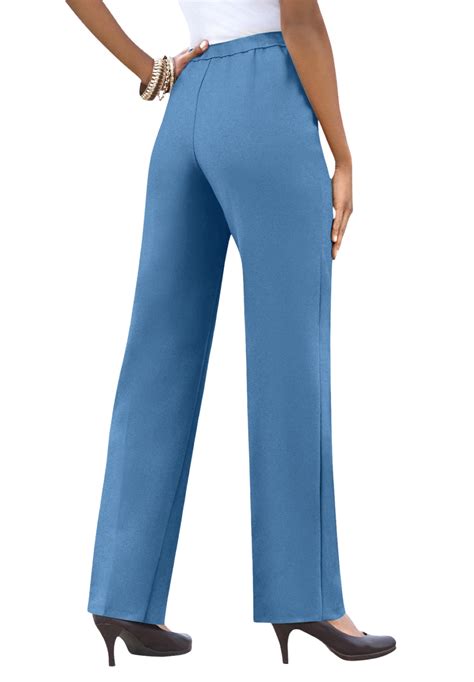 Roaman's Women's Plus Size Classic Bend Over Pant Elastic Waist Pull On ...