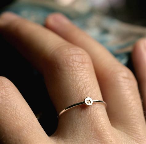Tiny Initial Ring Stacking Initial Ring Small Gold Initial Ring Silver ...