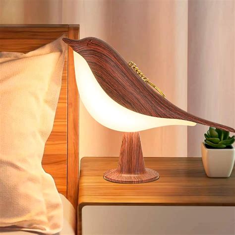GODENBA Small Cordless Birds Lamp, Touch Night Light with 3 Color ...
