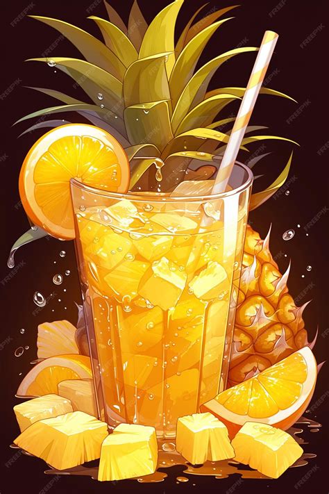 Premium Vector | Zesty Orange Pineapple Juice for an Energizing Drink
