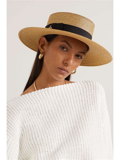 GUCCI Grosgrain-trimmed glittered straw hat | NET-A-PORTER