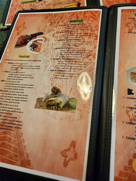 Menu at 4 Tacos Locos restaurant, Greenville