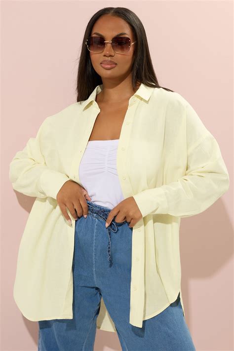 YOURS Plus Size Butter Yellow Linen Shirt | Yours Clothing
